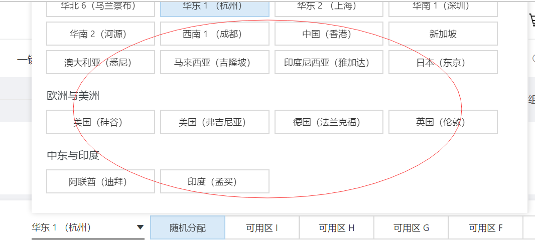 阿里云所有可售机房